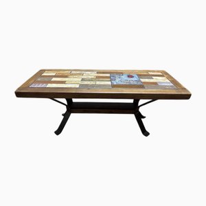 Vintage Wood and Ceramic Coffee Table, 1970s