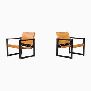 Safari Lounge Chairs in Cognac Leather by Karin Mobring for Ikea, 1970s, Set of 2