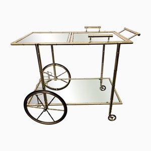 Mid-Century Hollywood Regency 2-stufiger Barwagen aus Messing & Glas von Milo Baughman, Italien, 1970er