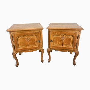 Tables de Chevet Vintage Style Louis en Chêne, Set de 2