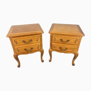 Tables de Chevet Vintage Style Louis en Chêne, Set de 2