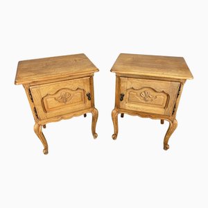 Tables de Chevet Vintage Style Louis en Chêne, Set de 2