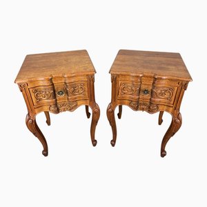 Tables de Chevet Vintage Style Louis en Chêne, Set de 2