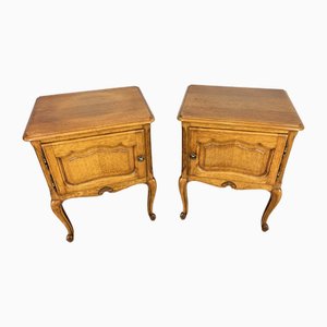 Tables de Chevet Vintage Style Louis en Chêne, Set de 2