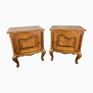 Tables de Chevet Vintage Style Louis en Chêne, Set de 2