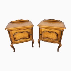 Tables de Chevet Vintage Style Louis en Chêne, Set de 2