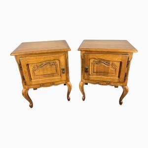 Tables de Chevet Vintage Style Louis en Chêne, Set de 2