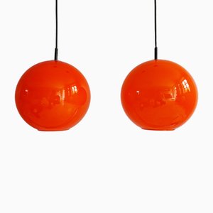 Lampade a sospensione vintage arancioni di Lita, anni '70, set di 2