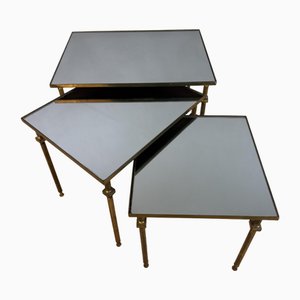 French Brass Nesting Tables, 1960s, Set of 3