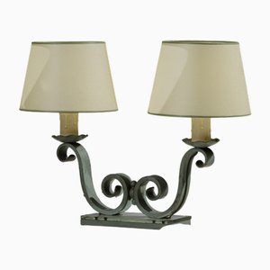 Lampada da tavolo vintage in bronzo e specchio, anni '50