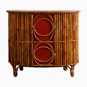 Wicker and Bamboo Bar Cabinet, 1970s