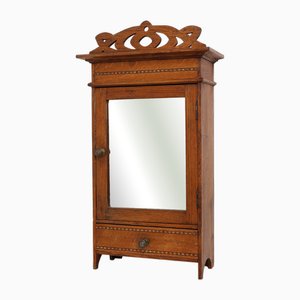 Mobiletto Art Déco in legno con specchio, anni '30