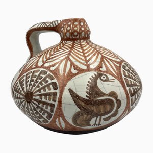 Brocca in ceramica con base in pelle di Arcadio Blasco, Spagna, anni '70