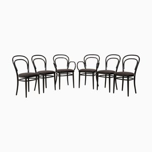 Sedie da pranzo nr. 214 in legno nero di Thonet, set di 6