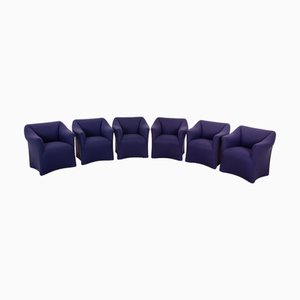 Modell 684 Stühle aus Blau-Lila Stoff von Mario Bellini für Cassina, 6 . Set