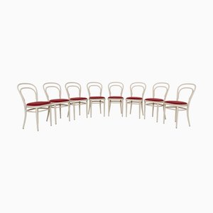 Sedie da pranzo modello 214 P in legno rosso e bianco di Thonet, set di 8