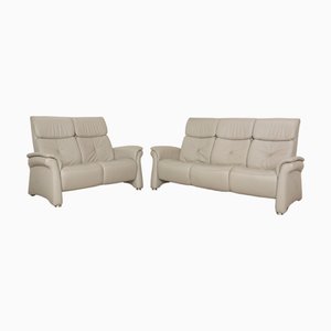 Cumuly 3-Sitzer und 2-Sitzer Sofas in Beige Leder von Himolla, 2er Set