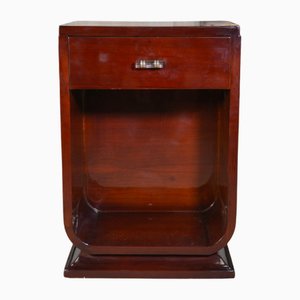 Art Deco Bedside Table in Varnished Wood with Lacquered Finish, 1930s