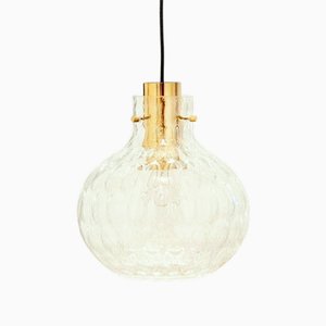 Mid-Century Bubble Glass and Brass Pendant by Helena Tynell for Limburg, Germany, 1960s