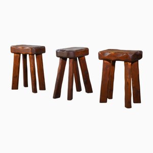 Sgabelli vintage brutalisti, anni '50, set di 3