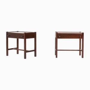 Comodini in mogano di Jacques Hauville per Roche Bobois, Francia, anni '50, set di 2