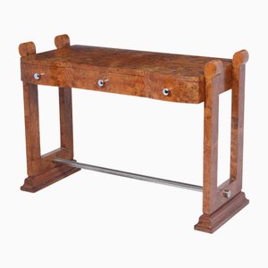 French Art Deco Console Table in Burr Maple, 1930s