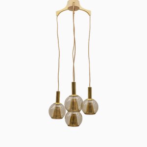 Lampe Cascade Mid-Century en Laiton et Verre Fumé, Allemagne, 1960s