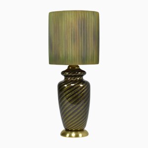 Lampada da tavolo vintage in vetro di Murano verde attribuita a Tommaso Barbi, Italia, anni '70