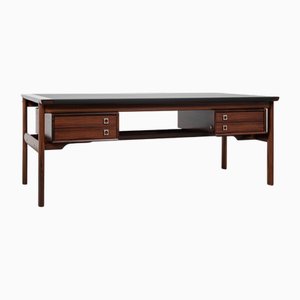 Vintage Danish Desk in Rosewood and Black Leather by Arne Vodder for Sibast, 1960s