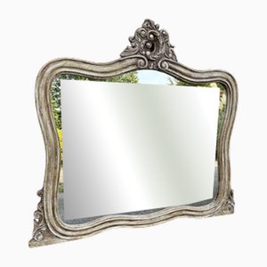 Large Antique French Painted Shaped Overmantle Mirror, 1800s