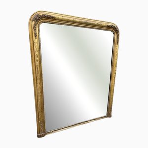 Large Antique English Gilt Overmantle Mirror, 1800s