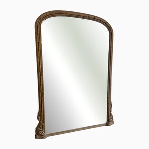 Large Antique English Arched Top Overmantlle Mirror, 1800s