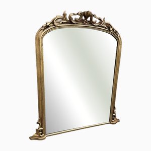 Large Antique English Gilt Overmantle Mirror, 1800s