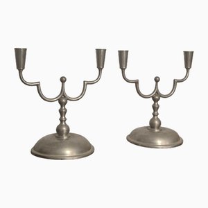 Swedish Grace Pewter Candelabras by Herman Bergman, 1929, Set of 2