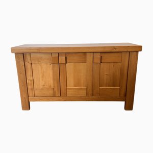 Vintage French Elm Wood Credenza by Maison Regain, 1970s