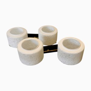 Lámparas de pared vintage de latón y apliques de vidrio texturizado, años 60. Juego de 2