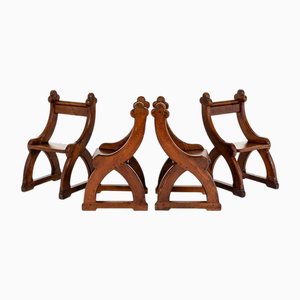 Poltrone revival in stile gotico, set di 4