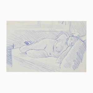 Mino Maccari, Reclined Nude, Pastel Drawing, 1934