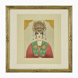 Unknown, Sketch For Turandot, Mixed Media Drawing, Early 20th Century