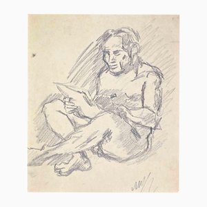 Mino Maccari, Nudo maschile sdraiato, Disegno, 1932