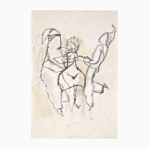 Mino Maccari, The Dance, Mixed Media Drawing, 1980