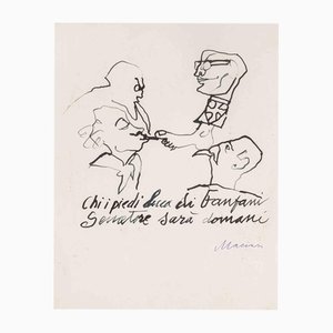 Mino Maccari, Chi i Piedi Lecca di Fanfani Senatore sarà Domani, Disegno a china, 1935