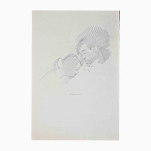 Mino Maccari, The Couple, Pencil Drawing, 1950