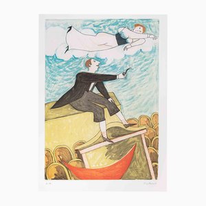 Alberto Gallerati, Immersion in Dreams with Semi Nude, Etching, 1980s