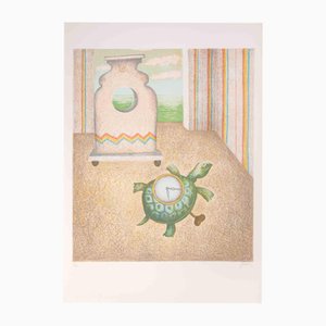 Enrico Benaglia, The Turtle-Clock, Lithograph, 1990s