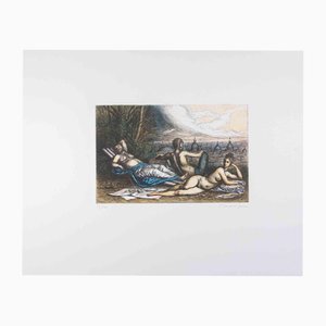 Riccardo Tommasi Ferroni, Relaxing Time with View of Rome, Etching, 1970s