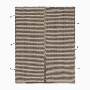 Accent Kilim in Gray and White Textural Stripes with Beige Accents by Rug&Kilim