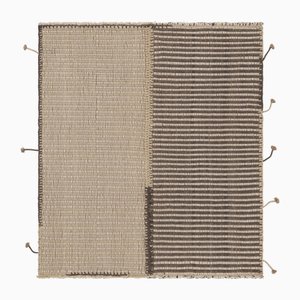 Akzent Kelim mit beigefarbenen und grauen Strukturstreifen von Rug&Kilim