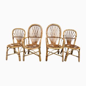 Provenzalische Rattan Sessel und Stühle, Frankreich, 1960er, 4er Set