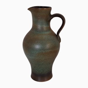 Vintage German Handmade Green-Brown Glazed Ceramic Vase, 1970s
